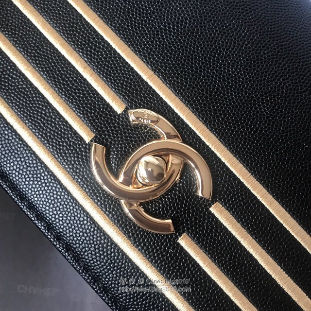 Chanel女包 AS0082 2019vintage早春新款 香奈兒翻蓋女包 黑色 香奈爾鏈條斜挎包  djc2565